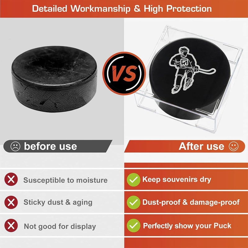 CARDARCHIVER Cube Square Hockey Puck Display Cases - 6-Count Holder, 2-Piece Snap Clear Hockey Puck Display Boxes - Image 5